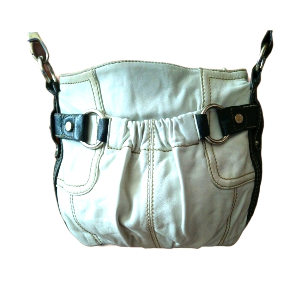 🌼 TIGNANELLO White and Black Leather Hobo Purse